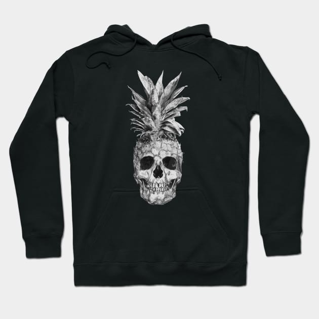 Pineapple Skull Black and White Hoodie by Goldquills